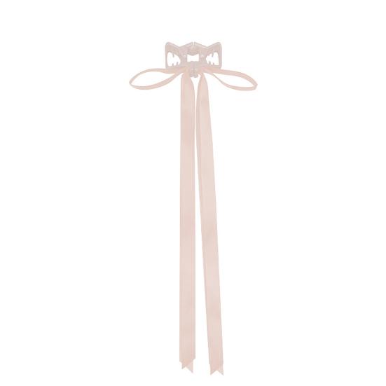 

Magnetic Hairpin Long Ribbon Bowknot Decor Half-tied Hair Claw Back Head Decorative Hair Clip Shower Kitchen Hair Accessories рожевий