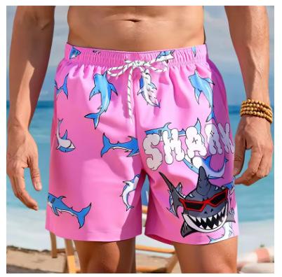 3D-gedruckte Cartoon-Haifischmuster Strand Herren Bunte Tier Muster Schwimm Sommer Hawaiianische Surfshorts