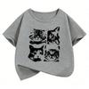Gothic Vintage Cat Funny T Shirts Short Sleeve Kids Children's T-shirt Boys Girls Summer Spring Casual Top Tee Shirt