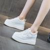 Genuine Leather Shoes Women Fashion Sneakers Flat Platform Brand Ladies Casual Shoes Height Increasing 7cm Black White