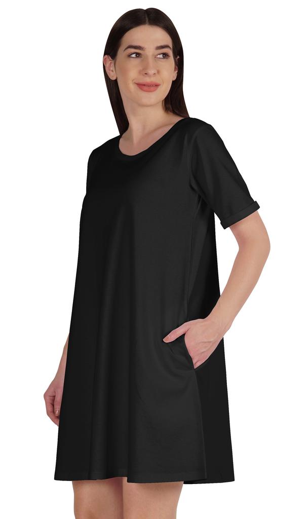 Inkmeso Vestido swing com bolsos verão algodão túnica camiseta vestido para mulheres