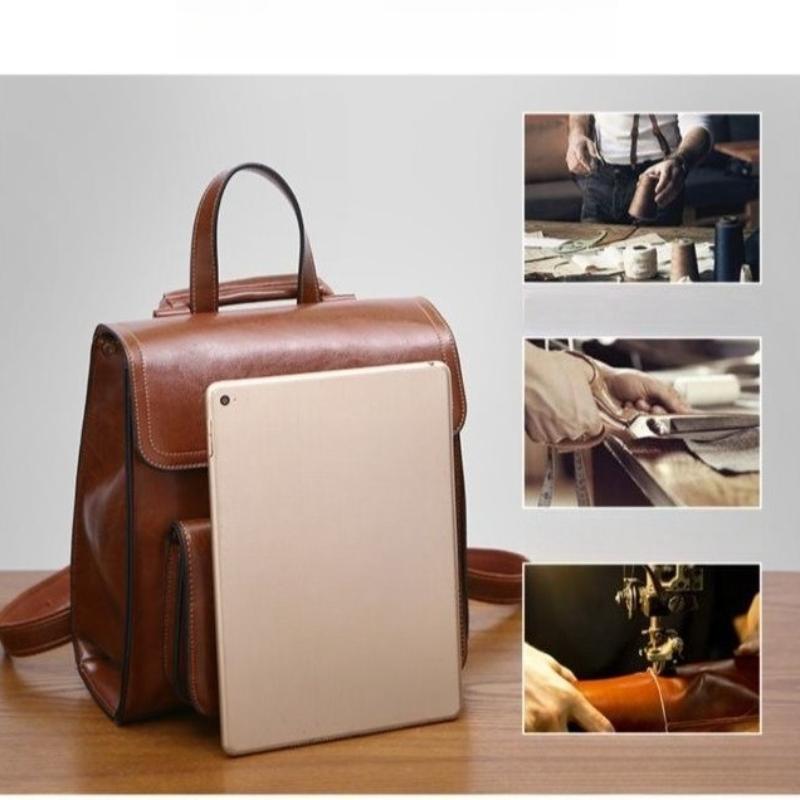 Mochila Feminina Transversal para Laptop Couro Genuíno Viagem Livro Escola Feminina Couro de Vaca Bolsas de Ombro Mensageiro