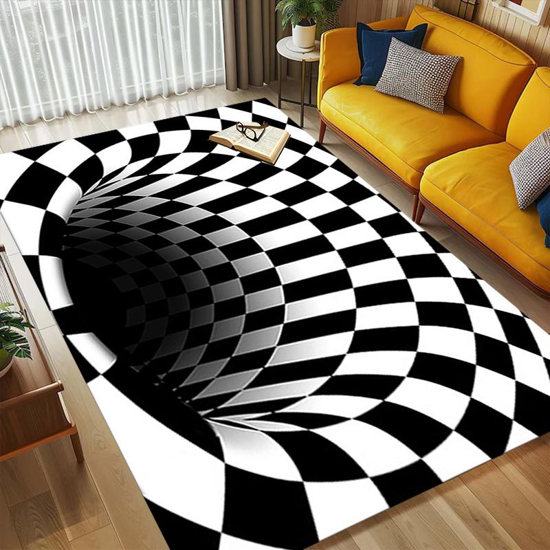 Checkerboard Illusion Living Room Nonslip Area Rug Soft Carpet For Bedroom Game Playroom Sofa Office Home Decor Doormat Christmas Gift C9301833