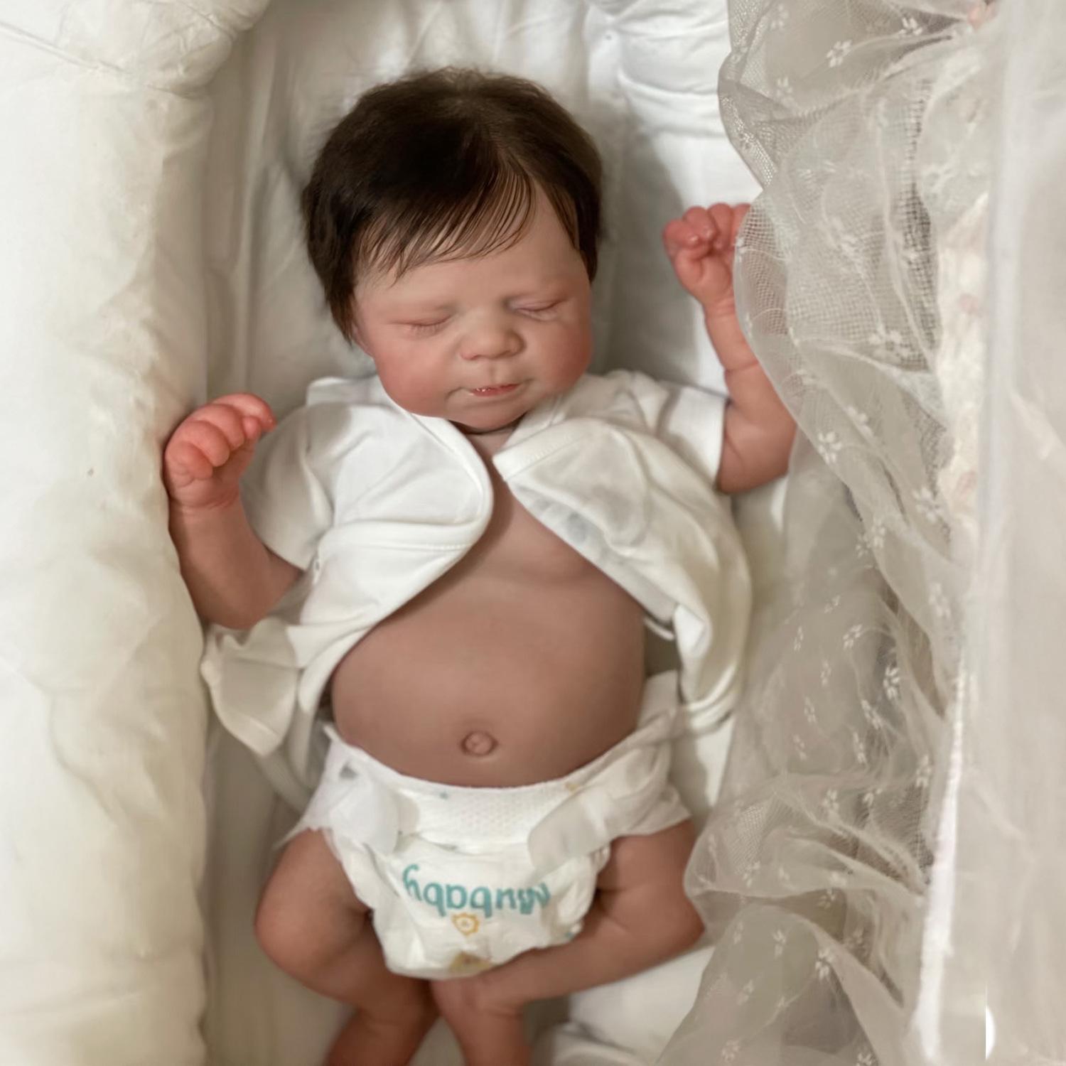 19-inch Newborn Reborn Baby Doll with Short Sleeve Cardigan Full silicone version как
