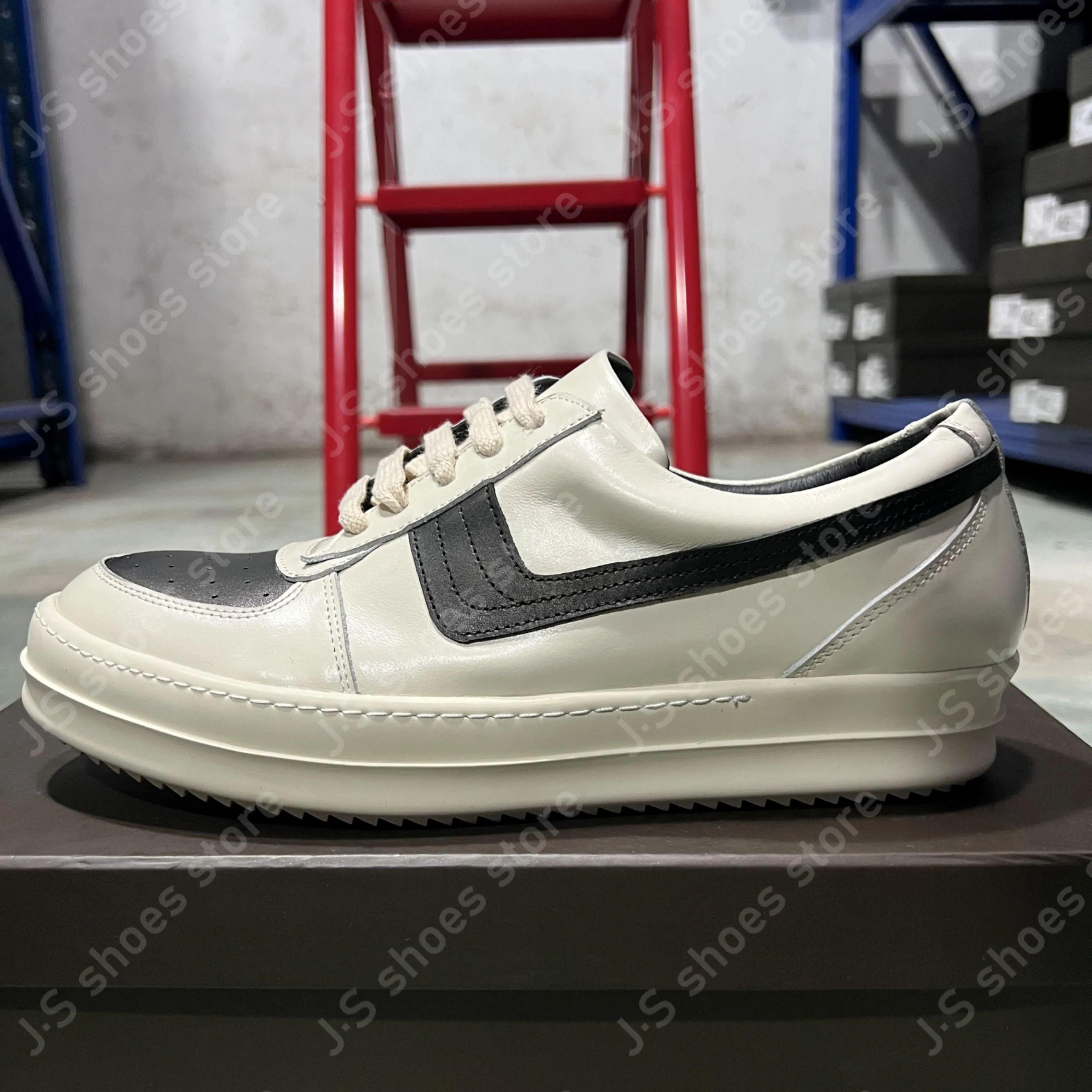 

R-o Design Черно-белые кожаные низкие кроссовки Geobasket Качественная мужская обувь Женские повседневные кроссовки на шнуровке Плоские кроссовки 48 черный белый