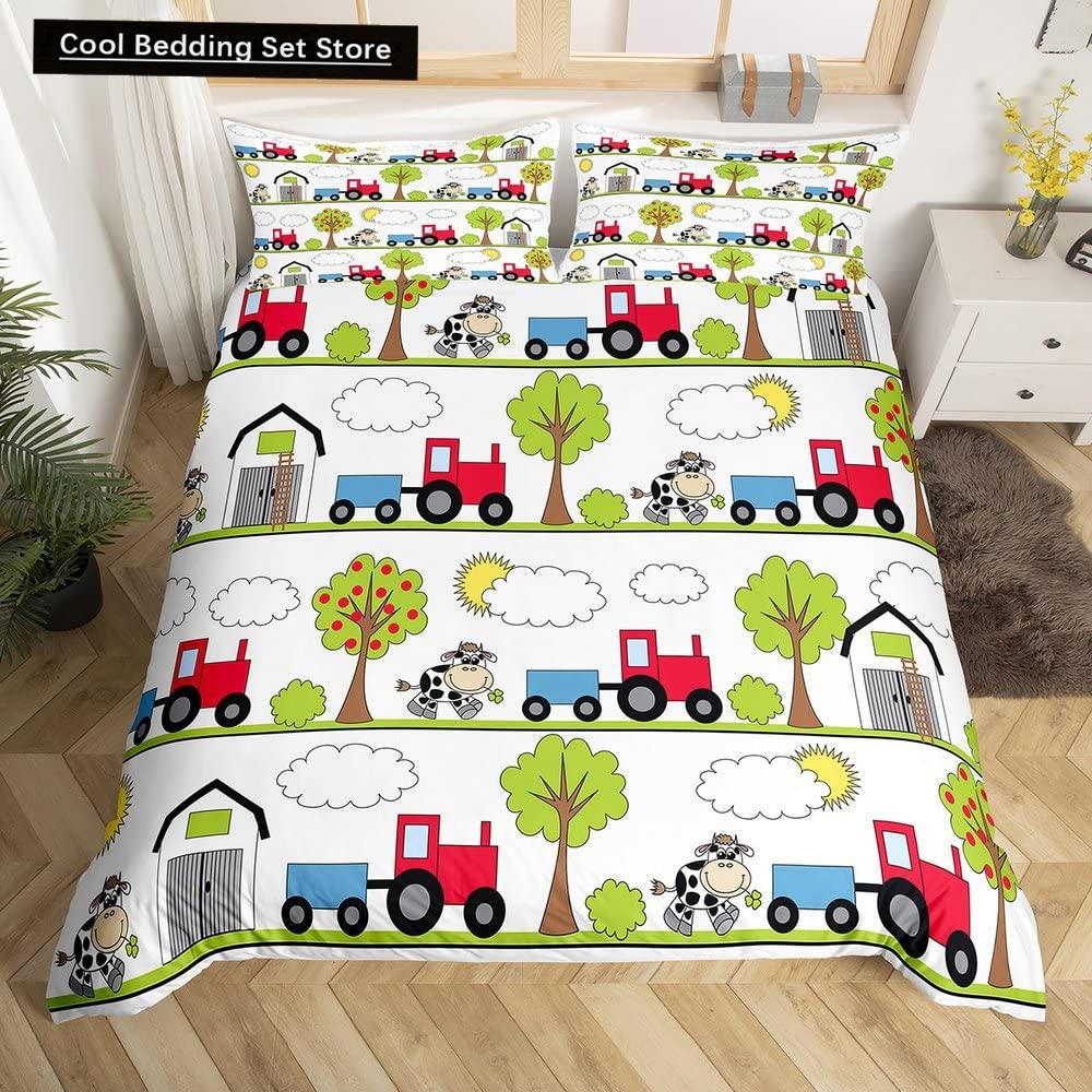 Milk Cow Duvet Cover King Queen Size Cute Cartoon Cows Bedding Set for Kids Farmhouse Rustic Animal 2/3pcs Polyester Quilt Cover