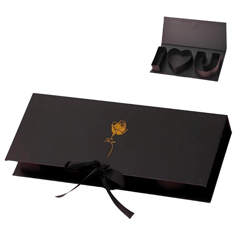 Cardboard Letter Combination Gift Box With Ribbon Flower Wrapping Container For Birthday Valentines Day Anniversary
