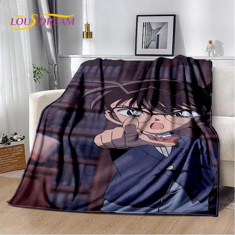 Detektyw Conan Cartoon Anime miękki pluszowy koc, flanelowy koc rzut koc do salonu sypialnia kanapa z funkcją spania narzuta na piknik 3D