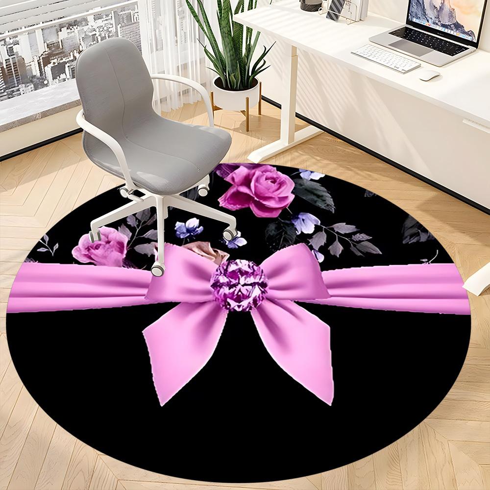 1pc Floral Ribbon Bow Chair Carpet for Office, Non-slip, Soft and Durable Office Rug for Decoration, Perfect for Office yy251229138