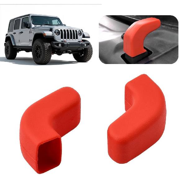 

Factory Bumper Tow Hook Covers (2PCS), Fits J-eep Wrangler JK JL & Gladiator JT 2007-2024, Front Tow Hook Sleeve Protector, Trailer Towing Hitch PU красный