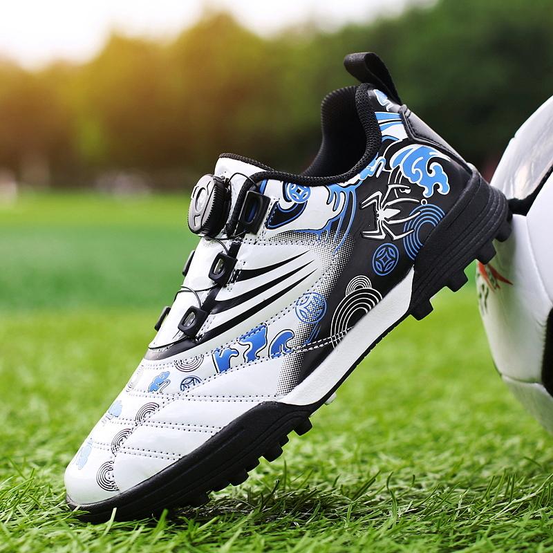 28-39 Children's High-quality Rotating Buttons Football Football Children's Patent Leather Art Format Lawn Training Football Boots