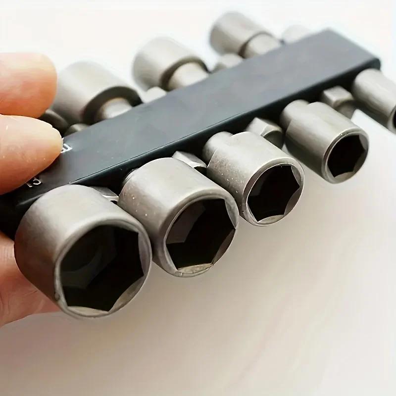 14 - Piece Magnetic Hex - Shank Screwdriver Socket Set with Extended Adapter, Polished Steel Nut Driver.