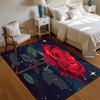 Red Rose Floral Area Rug Romantic Rose Flower Bedroom Carpet Pastoral Style Living Room Floormat  Indoor Non-Slip Entrance Rug