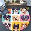 Happy Dog Round Area Rug,Carpet Rug for Living Room Bedroom Sofa Playroom Decor,Non-slip Floor Mat