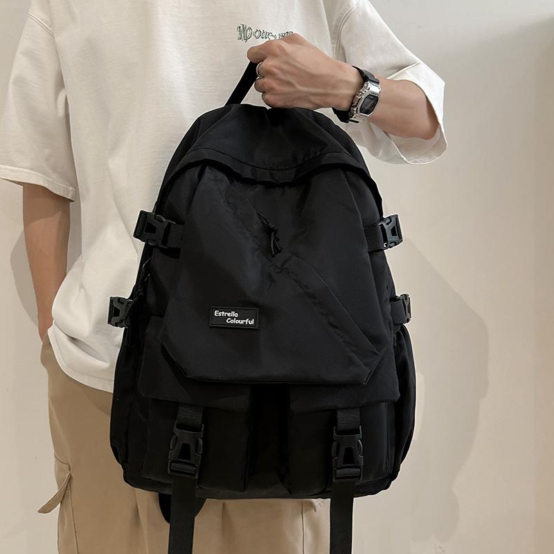 Schoolbag Wholesale Male Korean Version Large Capacity Shoulder Bag Japanese Harajuku Retro Tooling Wind Backpack Student Nylon Schoolbag
