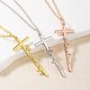 Personalized Stainless Steel Cross Name Necklace - European American Fashion Electroplated Design