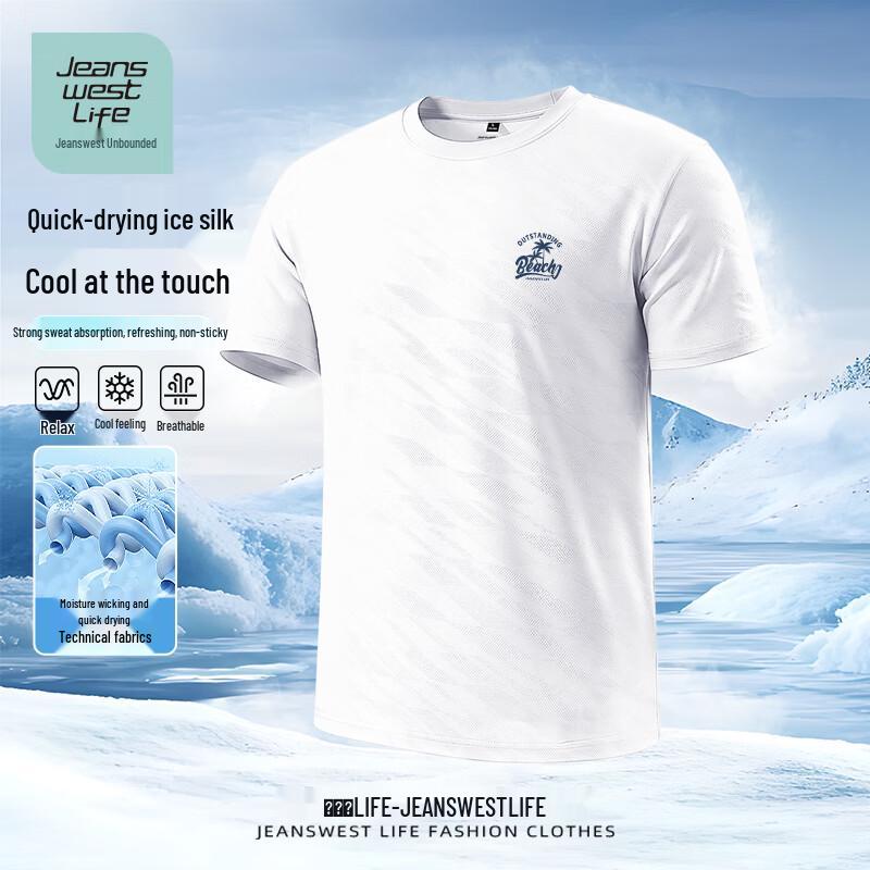 JEANSWEST LIFE Men s Ice Silk Quick-Dry Printed T-Shirt L