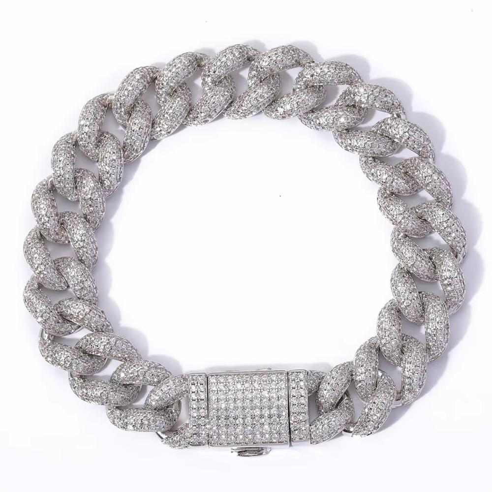Hip Hop Messing Schmuck 12mm Bling CZ Iced Out Miami Cuban Link Kette Armband für Damen und Herren