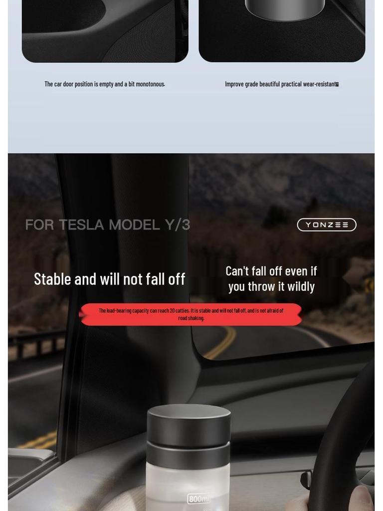 Speciální držák na nápoje pro Tesla Model 3/YL Nová edice Dveře a úložný prostor