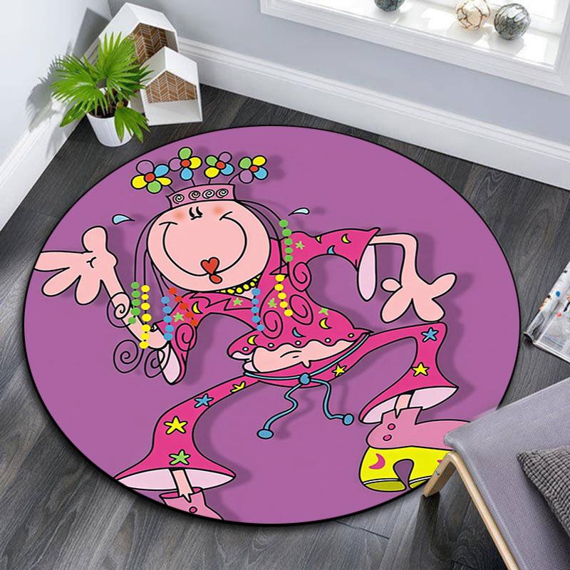 Groovy Chick,Round Area Rug,Carpet Rug for Living Room Bedroom Sofa Playroom Decor,Non-slip Floor Mat