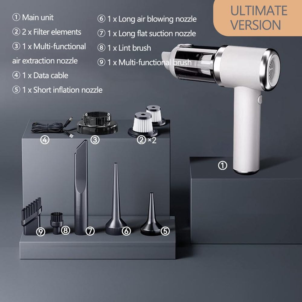 Handheld Car Vacuum Portable Cordless 7500PA, 4 In 1 Handheld Vacuum Cleaner with Multi-Nozzles, Hand Held Rechargeable for Home, Car, Office, Pet