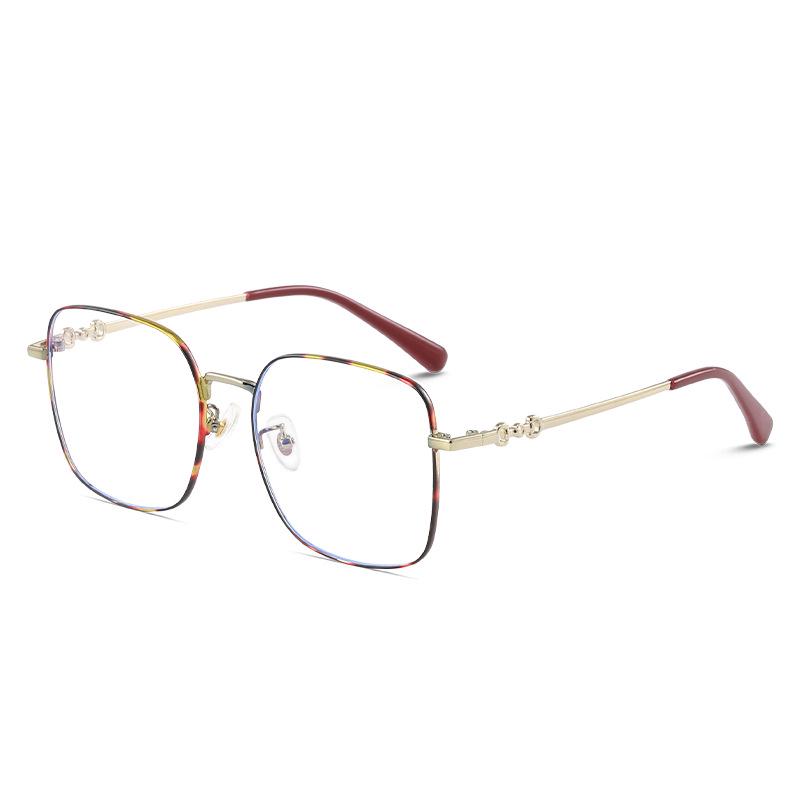 

Celebrity Leopard Print Retro Large Frame Gold Anti-Blue Light Glasses for Women Silver Frame (Anti-Blue Light)