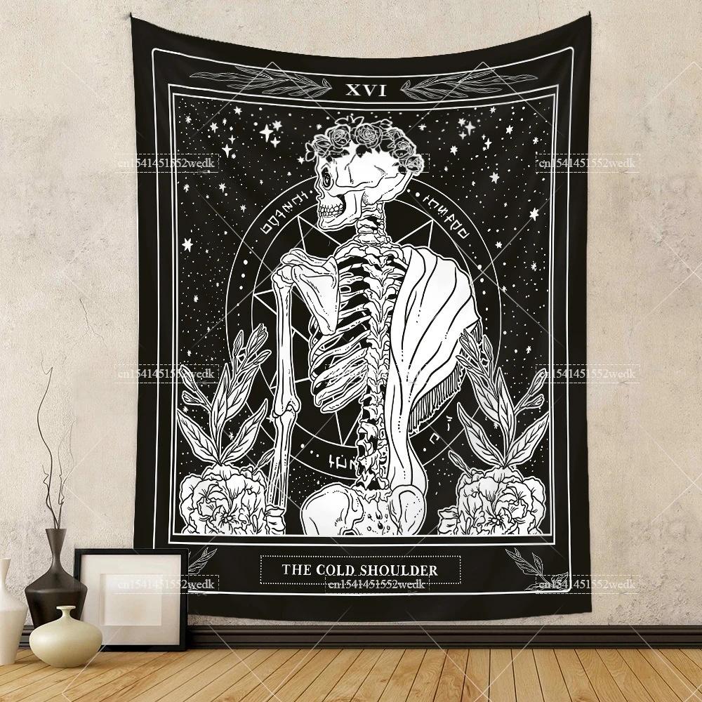 Vintage Der Liebende Wandbehang Wandteppich Skelett Blumen Tarotkarte Wandteppich Astrologie Ästhetik Zimmer Dekorative Party Hintergründe