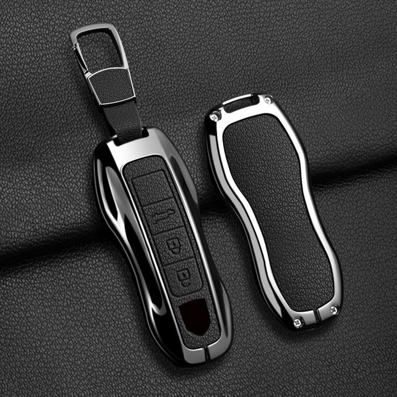 AABKR1 Zinc Alloy Leather Car Key Case for Porsche Cayenne 718 MACAN Panamera 911 Macan Boxster Cayman Cayenne Macan Keychain Key Case