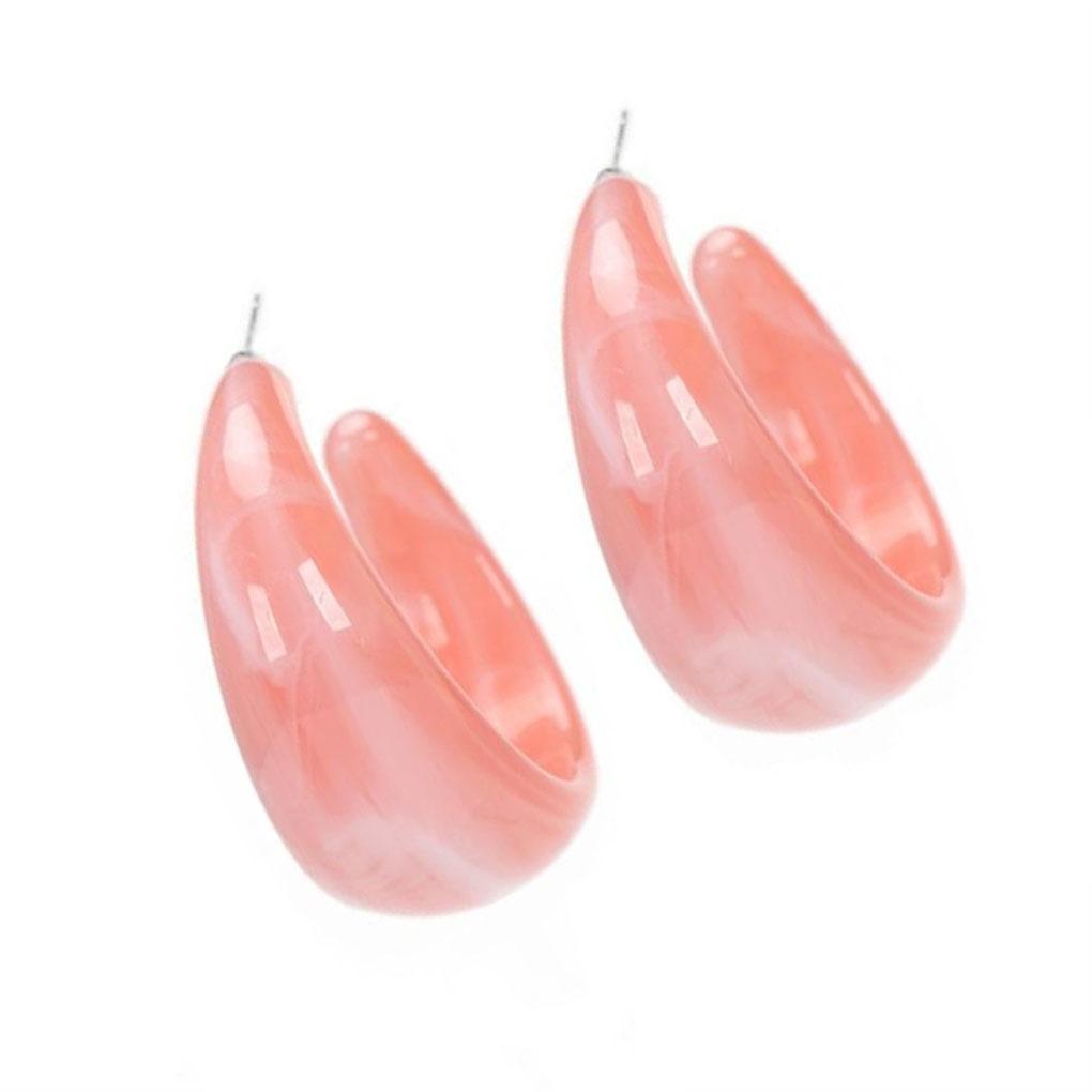 

1 пара акриловых серег-гвоздиков C-образной формы Элегантные подвески для ушей Стильные серьги-кольца Геометрические преувеличенные украшения Серьги Женщины Девушки розовый