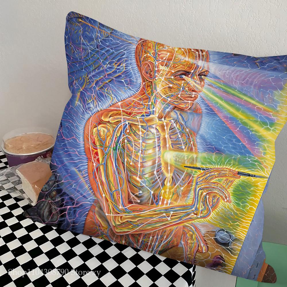 Abstract Alex Grey Trippy Psychedelic Pillow Bedroom Sofa Leisure Comfort Cushion Car Living Room Home Decoration
