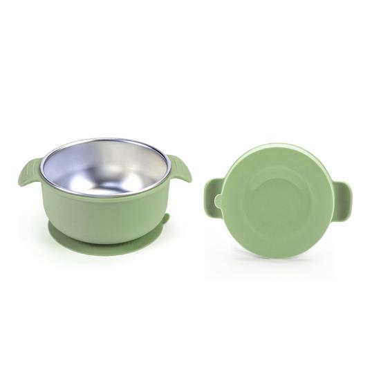 Stainless Steel Baby Bowls with Suction Double Ear Design Feeding Bowl Heat Resistant Drop-Proof Toddler Feeding Dishes for Fruits Snacks