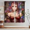 Female Elf Bedroom Curtains 2 Pieces Short Window Curtains for Living Room Partition Curtain Rods Curls Blinds Tentacles Blind