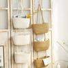 Rope Woven Storage Basket Boho Foldable Washable Hanging Baskets Multi-Tier Wall Mounted Organizer for Kitchen Produce Nursery Decor