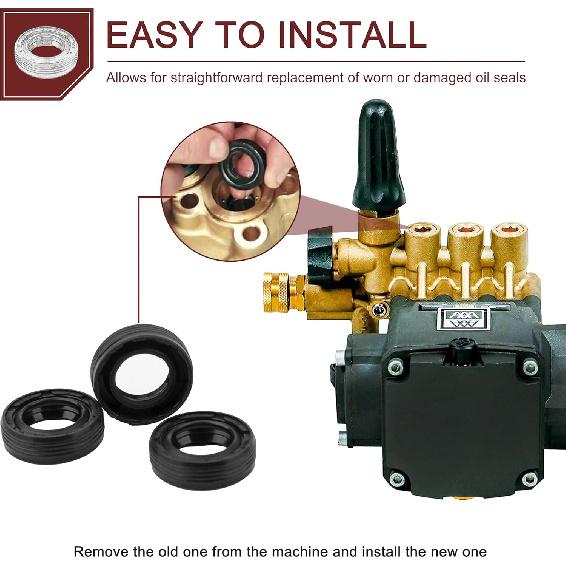 for Simpson Pressure Washer Pumps 7105741 Black Replacement Oil Seal Kit 3-Pack