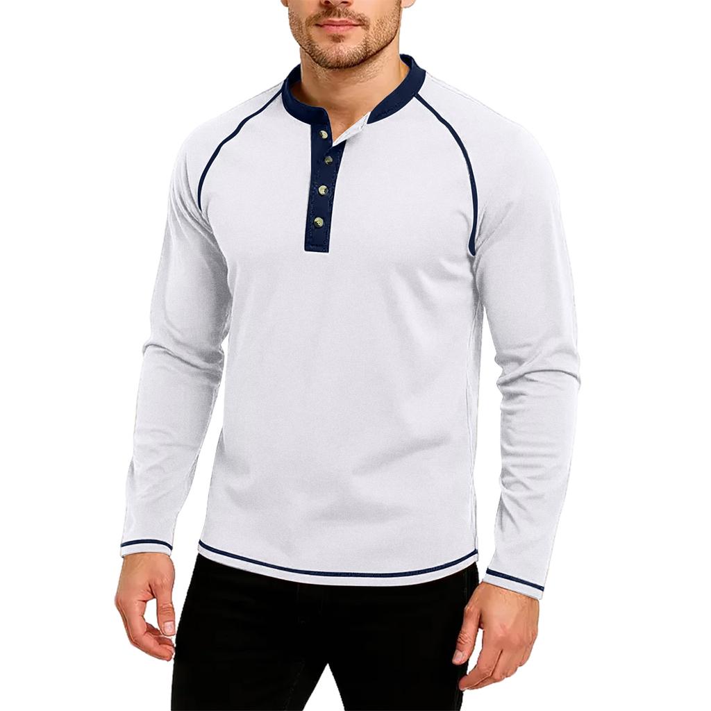 Men's Casual Solid Color Buckle Quick Dry Shoulder  Long Sleeved