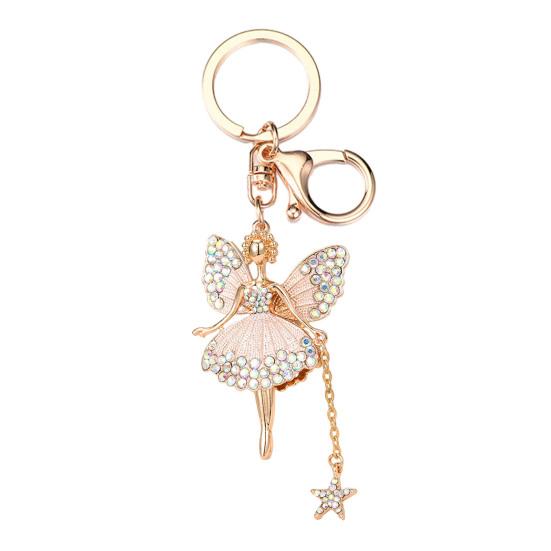 Flower Fairy Keychain Rhinestone Butterfly Wings Fairy Charm Cute Sparkly Keychain Bag Charm Gift for Women Girls