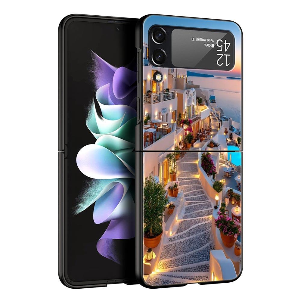 Phone Case for Samsung Galaxy Z Flip 3 4 5 6 7 Folding For Samsung Z Flip4 Flip5 PC Hard Cover NYC New York City Seaside Scenery