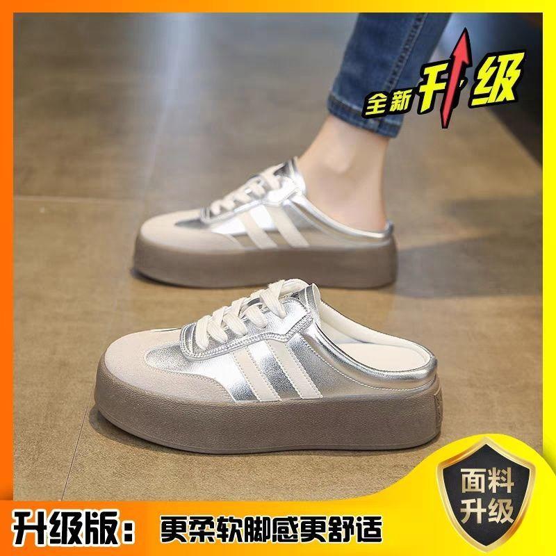 Half slippers women's spring and summer outer wear 2025 new super fire thick-soled bag head slippers lazy one-pedal shoes canvas shoes