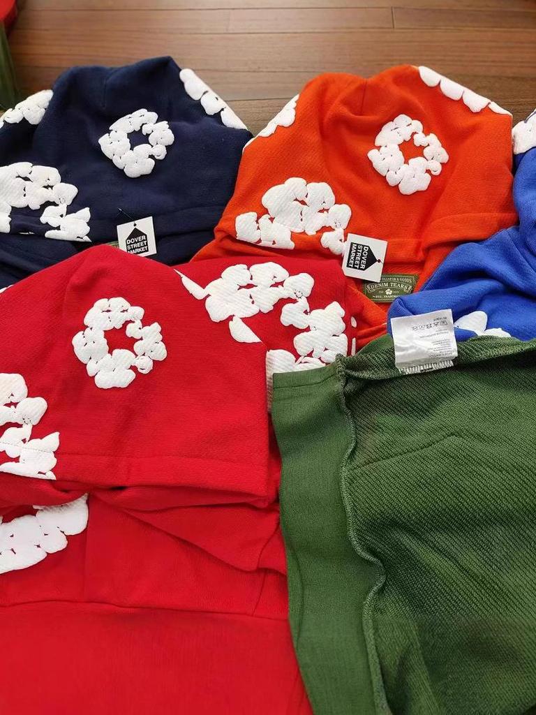 450G Heavyweight Foam Cotton Flower Hoodie - DENIM TEARS.