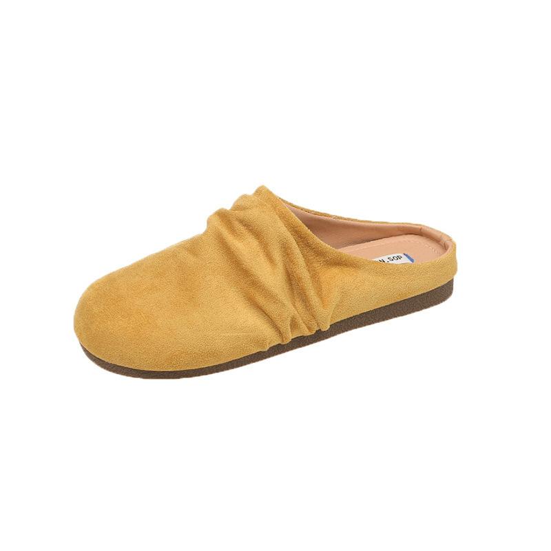 Ciabattine retrò plissettate baotou da donna per esterno 2025 nuove scarpe muller pigre a un pedale