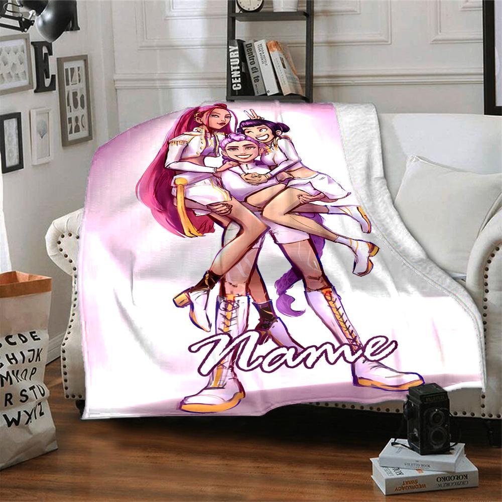Customizable KPop Demon Hunters24 Throw Blanket – Personalized Name, All-Season Cozy Snug Blanket, Machine Washable, Personalized Blanket