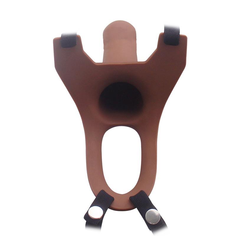 Big Size Silicone Strap On Dildo for Men Realistic Penis Extender Enlarger Male Hollow Strapon Dildo+Bullet Vibrator Sex Product