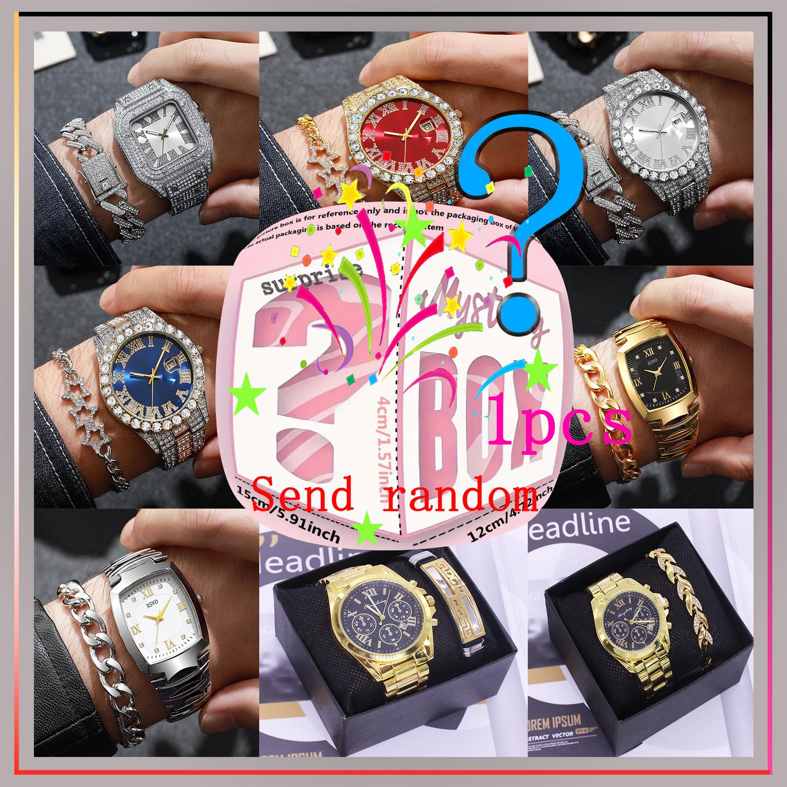 

Surprise blind box fashion luxury goods Korean version of the steel strap diamond plate ladies watch random style разноцветный
