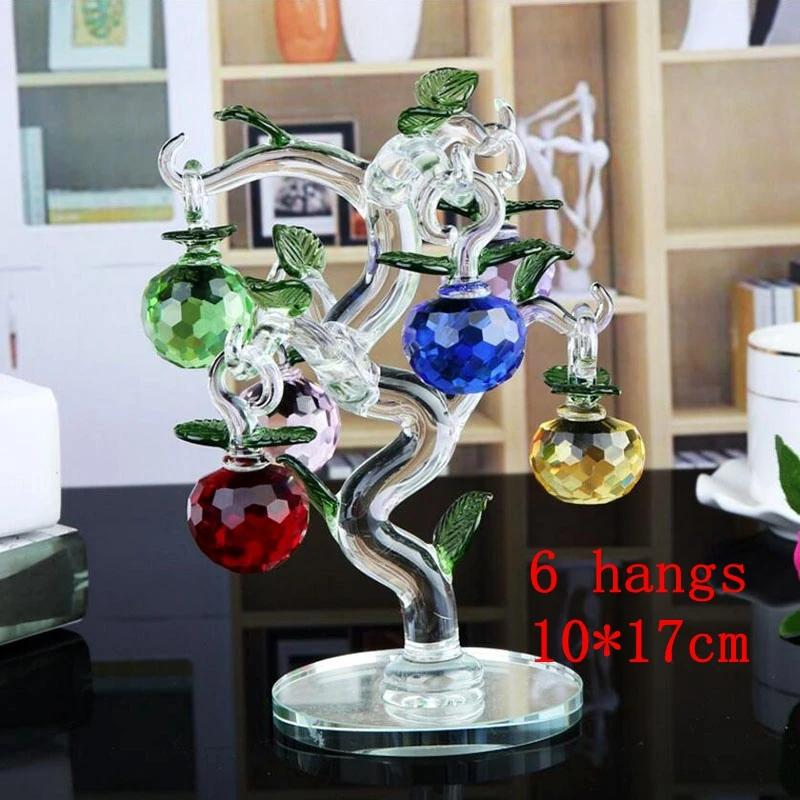 Crystal Apple Tree Ornaments Apples Glass Fengshui Crafts Home Decor Figurines Christmas Gift Souvenir