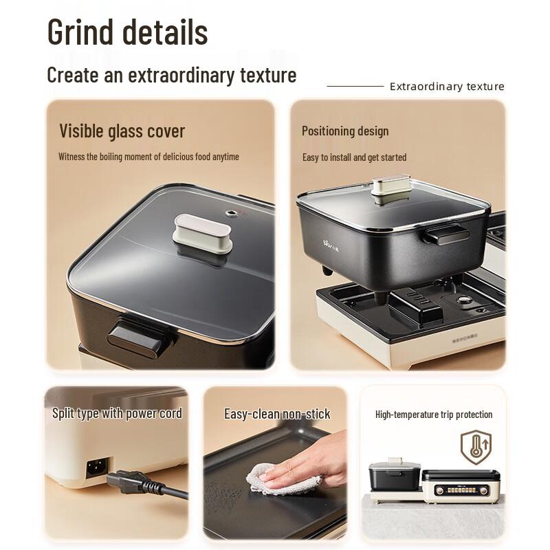 Bear Multifunctional Foldable Electric Hot Pot and Grill CN plug (adapter included)