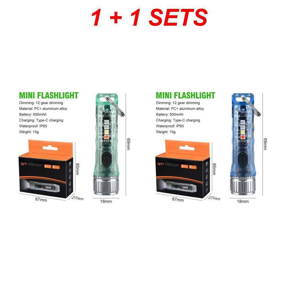 Mini Flashlight Keychain Multi-function Waterproof USB Rechargeable Outdoor Hiking Camping Powerful Magnetic Warning Flashlight