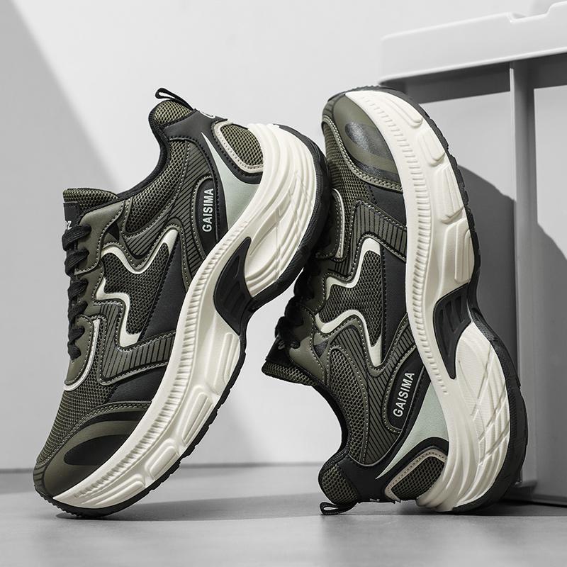 Men s Shoes Fashion Korean Thick Bottom Shoes Outdoor Non-slip Lightweight Comfortable Shock-absorbing Sneakers Casual Breathable Running Shoes 39 зелёный