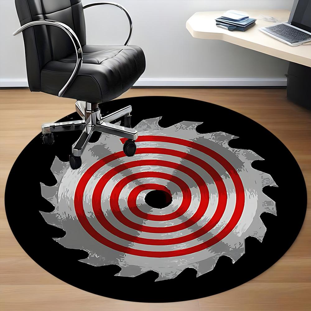 1pc Saw Blade Chainsaw Office Round Area Rug, Under Office Chairs Bedroom Living Room Home Decor, Room Deco, Available In Various Sizes