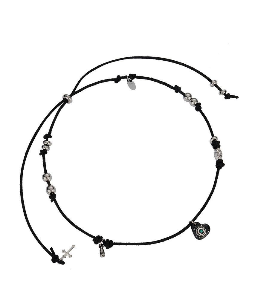 Nff Totem Leather Necklace-Black