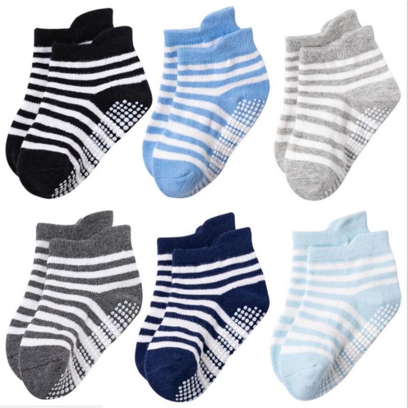 6 Pairs Socks Set Non-slip Baby Socks Boys And Girls Different Color Chosen Fitted 0 To 36 Months Baby Four Season Socks